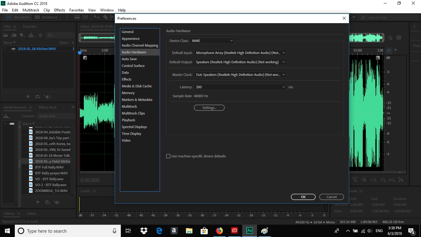 Audition has detected a problem with the current audio hardware settings решение